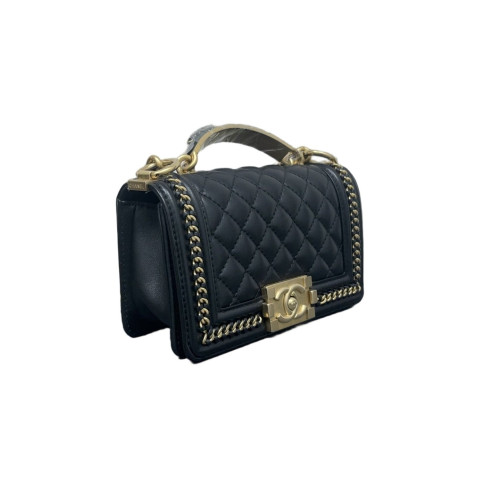 Chanel Quilted Small Top Handle Boy Flap Calfskin Black Chanel Quilted Small Top Handle Boy Flap Calfskin Black