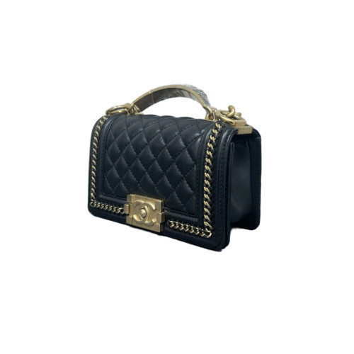 Chanel Quilted Small Top Handle Boy Flap Calfskin Black Chanel Quilted Small Top Handle Boy Flap Calfskin Black
