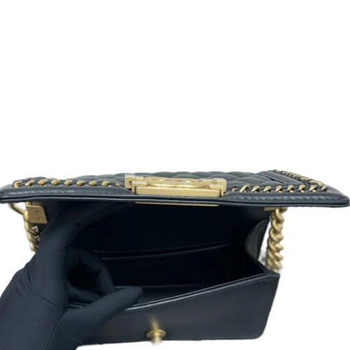 Chanel Quilted Small Top Handle Boy Flap Calfskin Black Chanel Quilted Small Top Handle Boy Flap Calfskin Black