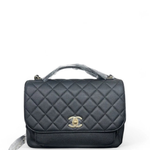 Chanel Quilted Messenger Grained Calfskin Black