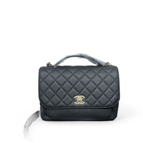 Chanel Quilted Messenger Grained Calfskin Black