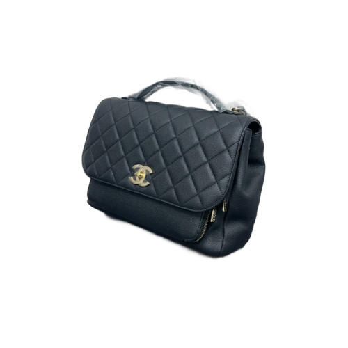 Chanel Quilted Messenger Grained Calfskin Black