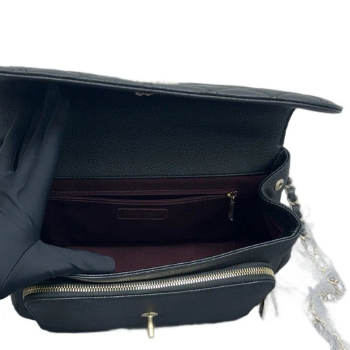 Chanel Quilted Messenger Grained Calfskin Black