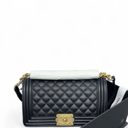 Chanel Quilted Medium Boy Flap Grained Calfskin Black Chanel Quilted Medium Boy Flap Grained Calfskin Black