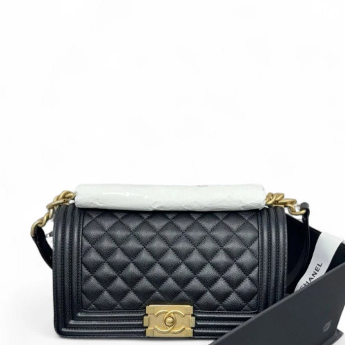 Chanel Quilted Medium Boy Flap Grained Calfskin Black Chanel Quilted Medium Boy Flap Grained Calfskin Black