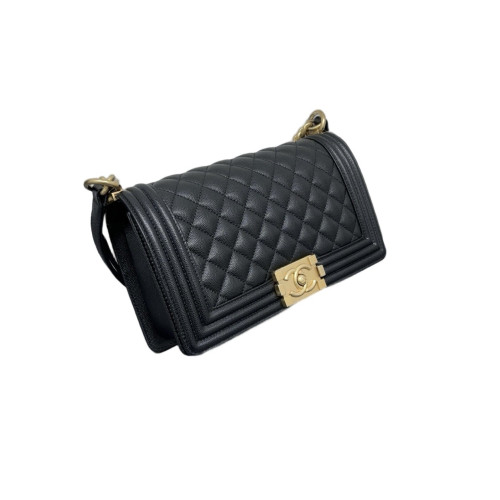 Chanel Quilted Medium Boy Flap Grained Calfskin Black Chanel Quilted Medium Boy Flap Grained Calfskin Black