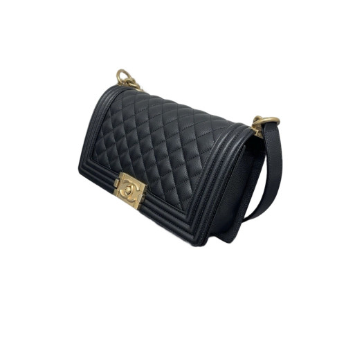 Chanel Quilted Medium Boy Flap Grained Calfskin Black Chanel Quilted Medium Boy Flap Grained Calfskin Black