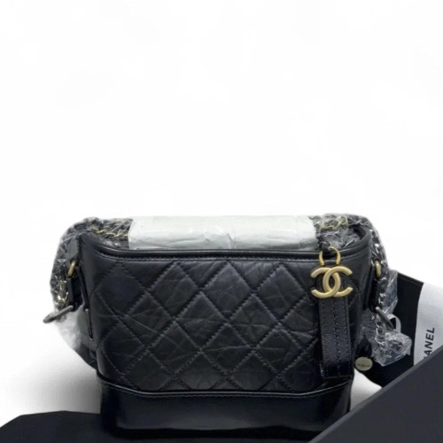 Chanel Quilted Small Gabrielle Hobo Calfskin Black