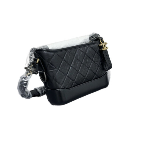 Chanel Quilted Small Gabrielle Hobo Calfskin Black