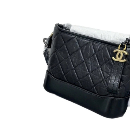 Chanel Quilted Small Gabrielle Hobo Calfskin Black