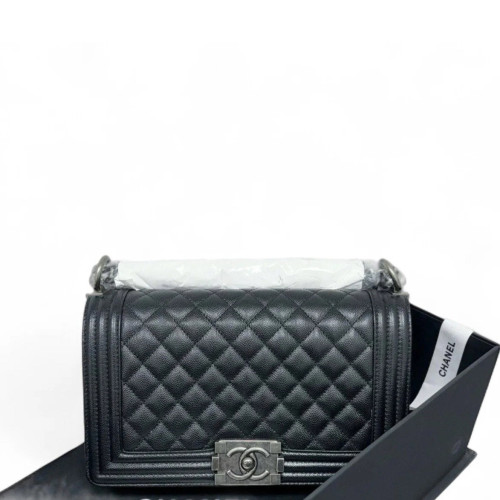 Chanel Quilted Medium Boy Flap Shiny Caviar Calfskin Black