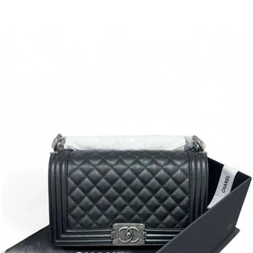 Chanel Quilted Medium Boy Flap Shiny Caviar Calfskin Black