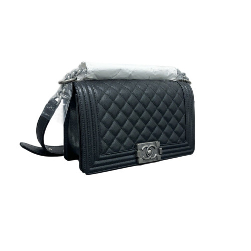 Chanel Quilted Medium Boy Flap Shiny Caviar Calfskin Black