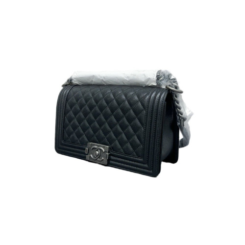 Chanel Quilted Medium Boy Flap Shiny Caviar Calfskin Black
