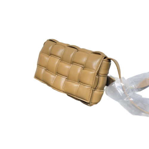 Bottega Veneta Small Cassette Crossbody Bag Lambskin Intrecciato Tan