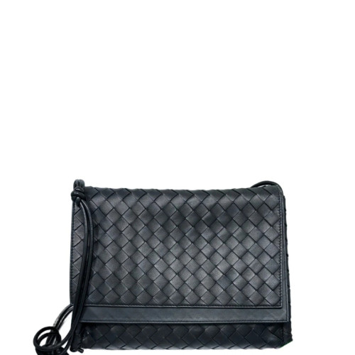 Bottega Veneta Shoulder Bag Calfskin Intrecciato Black