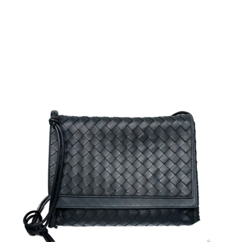 Bottega Veneta Shoulder Bag Calfskin Intrecciato Black