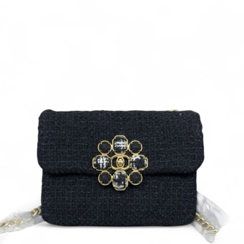 Chanel Mini Square Flap Tweed Black