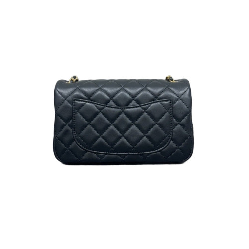 Chanel Quilted Mini Rectangular Pear Crush Flap Lambskin Black Chanel Quilted Mini Rectangular Pear Crush Flap Lambskin Black