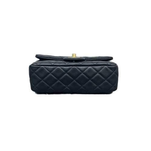 Chanel Quilted Mini Rectangular Pear Crush Flap Lambskin Black Chanel Quilted Mini Rectangular Pear Crush Flap Lambskin Black