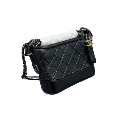 Chanel Quilted Small Gabrielle Hobo Calfskin Black