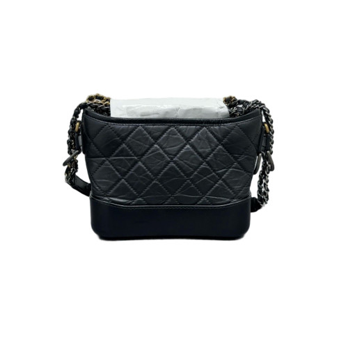 Chanel Quilted Small Gabrielle Hobo Calfskin Black