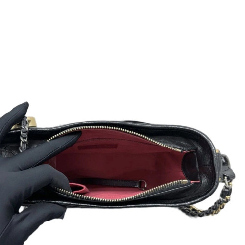 Chanel Quilted Small Gabrielle Hobo Calfskin Black