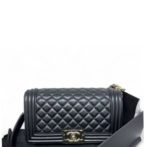 Chanel Quilted Medium Boy Flap Lambskin Black Chanel Quilted Medium Boy Flap Lambskin Black