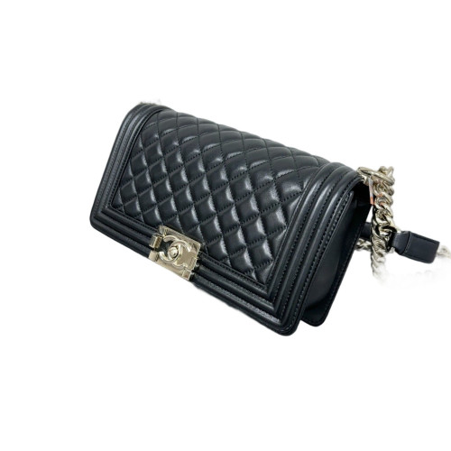 Chanel Quilted Medium Boy Flap Lambskin Black Chanel Quilted Medium Boy Flap Lambskin Black