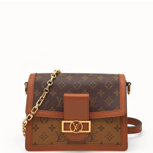Louis Vuitton Dauphine MM Reverse Monogram Brown Tan Louis Vuitton Dauphine MM Reverse Monogram Brown Tan