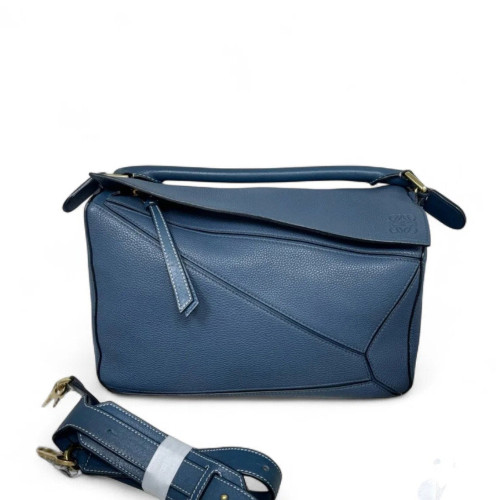 Loewe Medium Puzzle Grained Calfskin Blue Loewe Medium Puzzle Grained Calfskin Blue