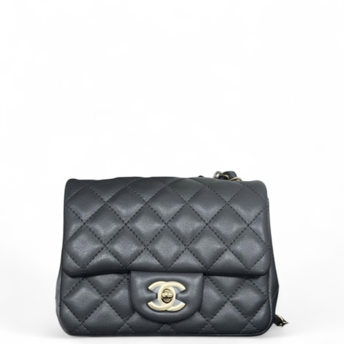 Chanel Quilted Mini Square Flap Lambskin Charcoal