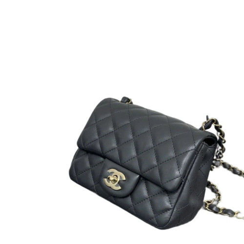 Chanel Quilted Mini Square Flap Lambskin Charcoal