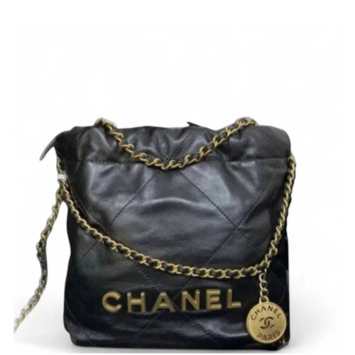 Chanel Quilted Mini 22 Bag Calfskin Black Chanel Quilted Mini 22 Bag Calfskin Black