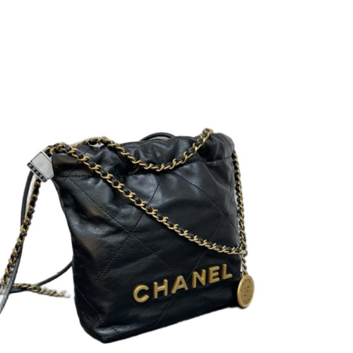 Chanel Quilted Mini 22 Bag Calfskin Black Chanel Quilted Mini 22 Bag Calfskin Black