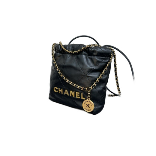 Chanel Quilted Mini 22 Bag Calfskin Black Chanel Quilted Mini 22 Bag Calfskin Black