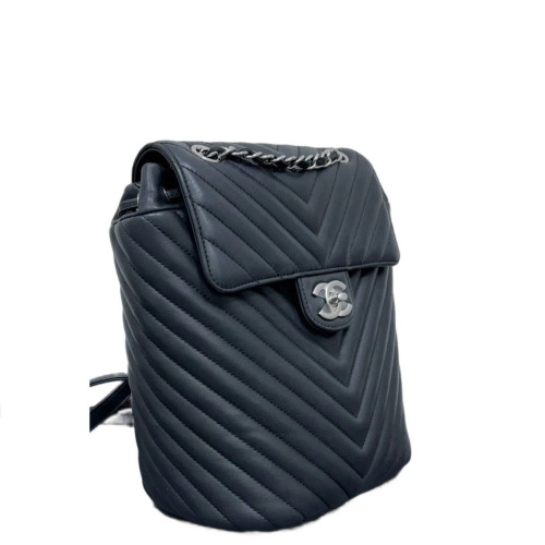 Chanel Chevron Quilted Medium Salzburg Backpack Calfskin Black