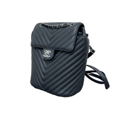 Chanel Chevron Quilted Medium Salzburg Backpack Calfskin Black