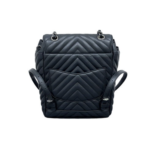 Chanel Chevron Quilted Medium Salzburg Backpack Calfskin Black