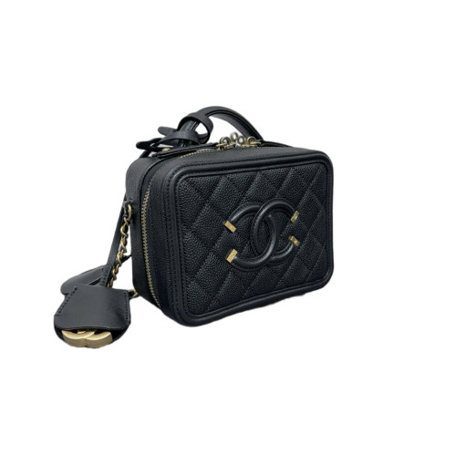 Chanel Quilted Small Vanity Case Calfskin Caviar Black