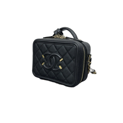 Chanel Quilted Small Vanity Case Calfskin Caviar Black