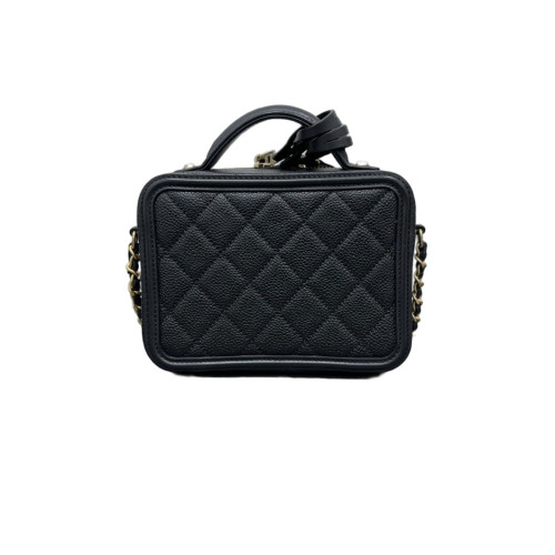 Chanel Quilted Small Vanity Case Calfskin Caviar Black
