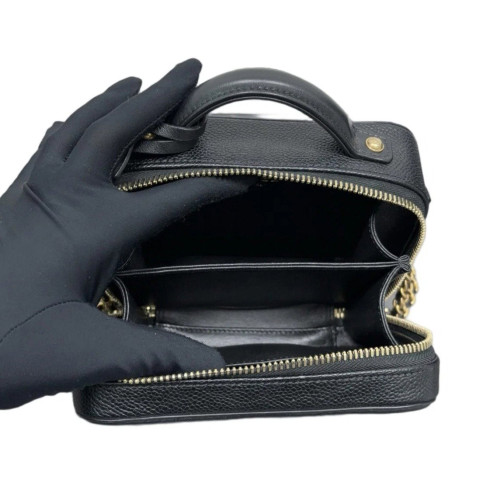 Chanel Quilted Small Vanity Case Calfskin Caviar Black