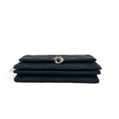 Dior My Dior Top Handle Flap Bag Bugle Beads Black