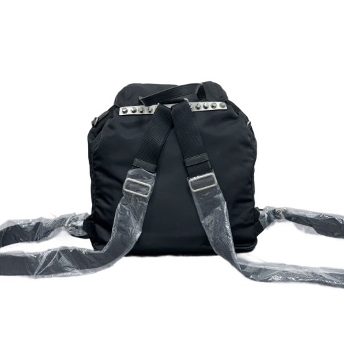 Prada Studded New Vela Backpack Nylon Vela Black Red