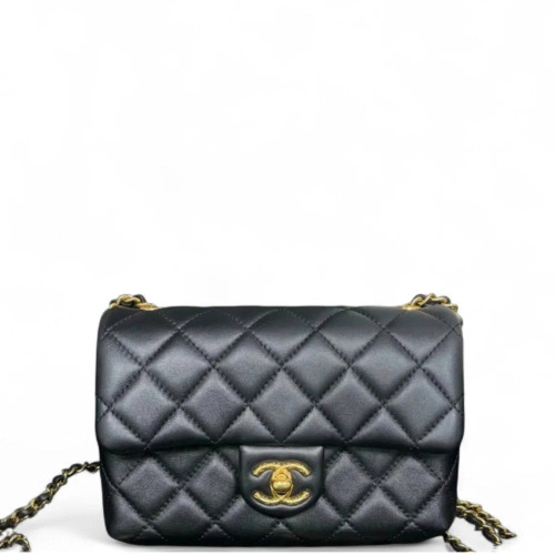 Chanel Quilted Small My Everything Flap Bag Lambskin Black