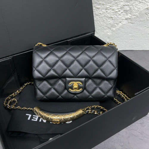 Chanel Quilted Small My Everything Flap Bag Lambskin Black