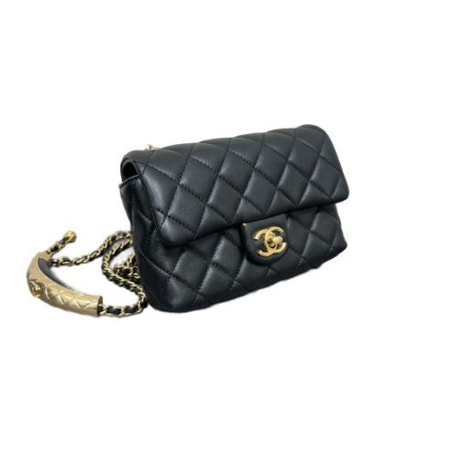 Chanel Quilted Small My Everything Flap Bag Lambskin Black