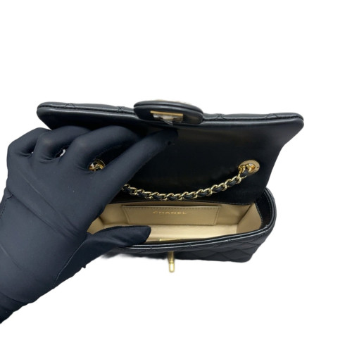 Chanel Quilted Small My Everything Flap Bag Lambskin Black
