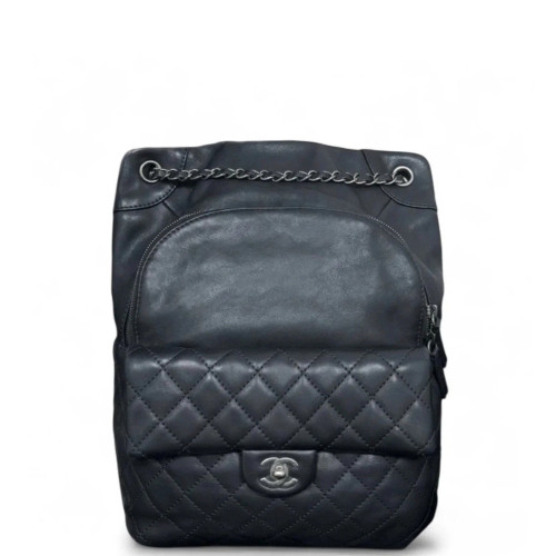 Chanel Quilted Backpack Calfskin Black